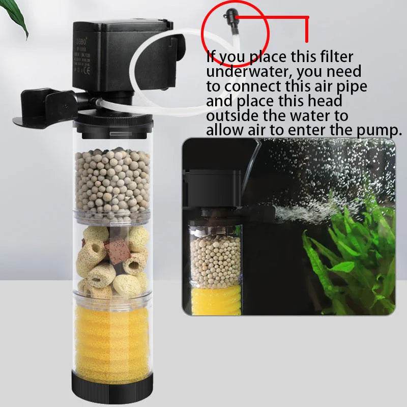 Filtre silencieux 220V 50Hz pour Aquarium, tortue, poisson, pompe à eau Submersible, Bio éponge, écumoire, fabricant de vagues, accessoires de filtres - Animaleriex