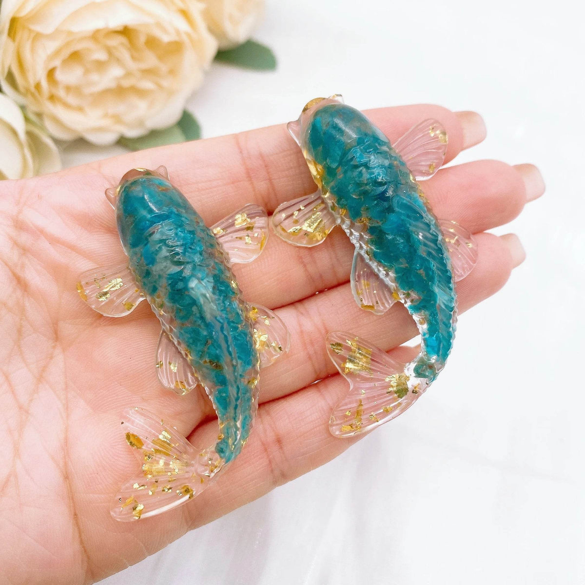 Figurine de poisson Koi porte-bonheur en pierre de cristal naturel, 2.3 pouces, Mini Quartz, Statue de carpe fantaisie, décoration de maison, ornement de bureau, cadeau - Animaleriex