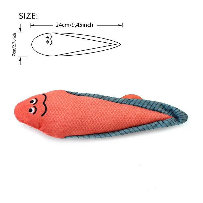 Jouet de Simulation 3D poisson herbe-aux-chats, jouet interactif en peluche pour chaton, morsure à mâcher, oreiller, fournitures pour animaux de compagnie - Animaleriex