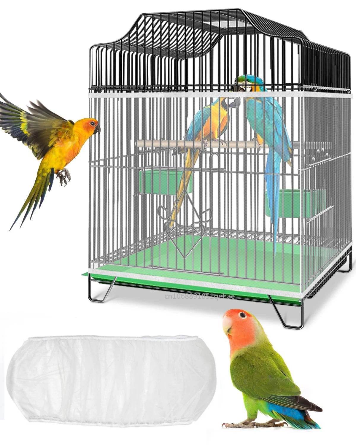 Couverture de cage à oiseaux en maille de Nylon, couverture pour perroquet, blocage de la poussière, tissu respirant, capuche de protection en maille, nettoyage facile, accessoires de Cage - Animaleriex