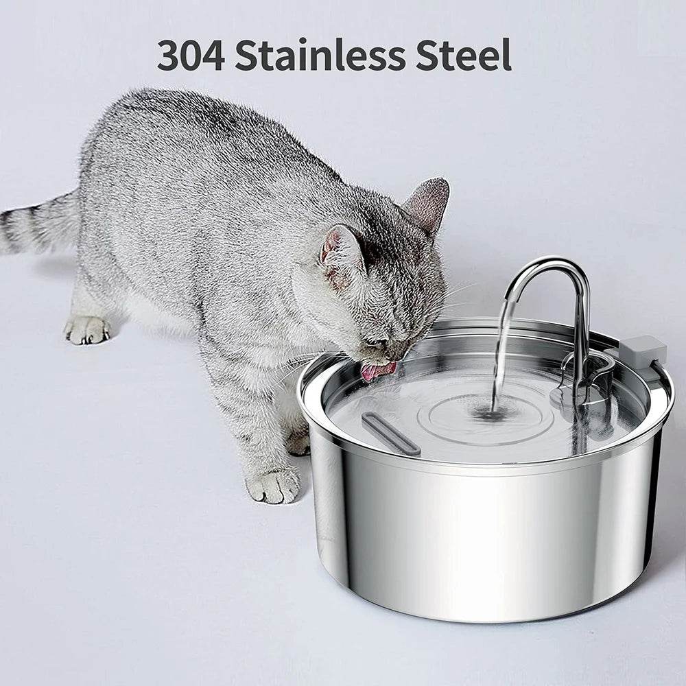 Distributeur d'eau pour animaux de compagnie en acier inoxydable, fontaine d'eau automatique pour chat, USB, électrique muet pour chat et chien, fontaine filtrante, bol à boire intelligent - Animaleriex