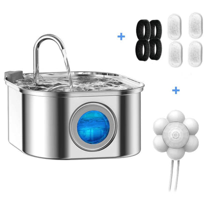 Distributeur d'eau en acier inoxydable pour animaux de compagnie, 3,2 l, fontaine automatique pour chat, distributeur d'eau intelligent pour chien, fenêtre visuelle, bol à boire, accessoires pour animaux de compagnie - Animaleriex