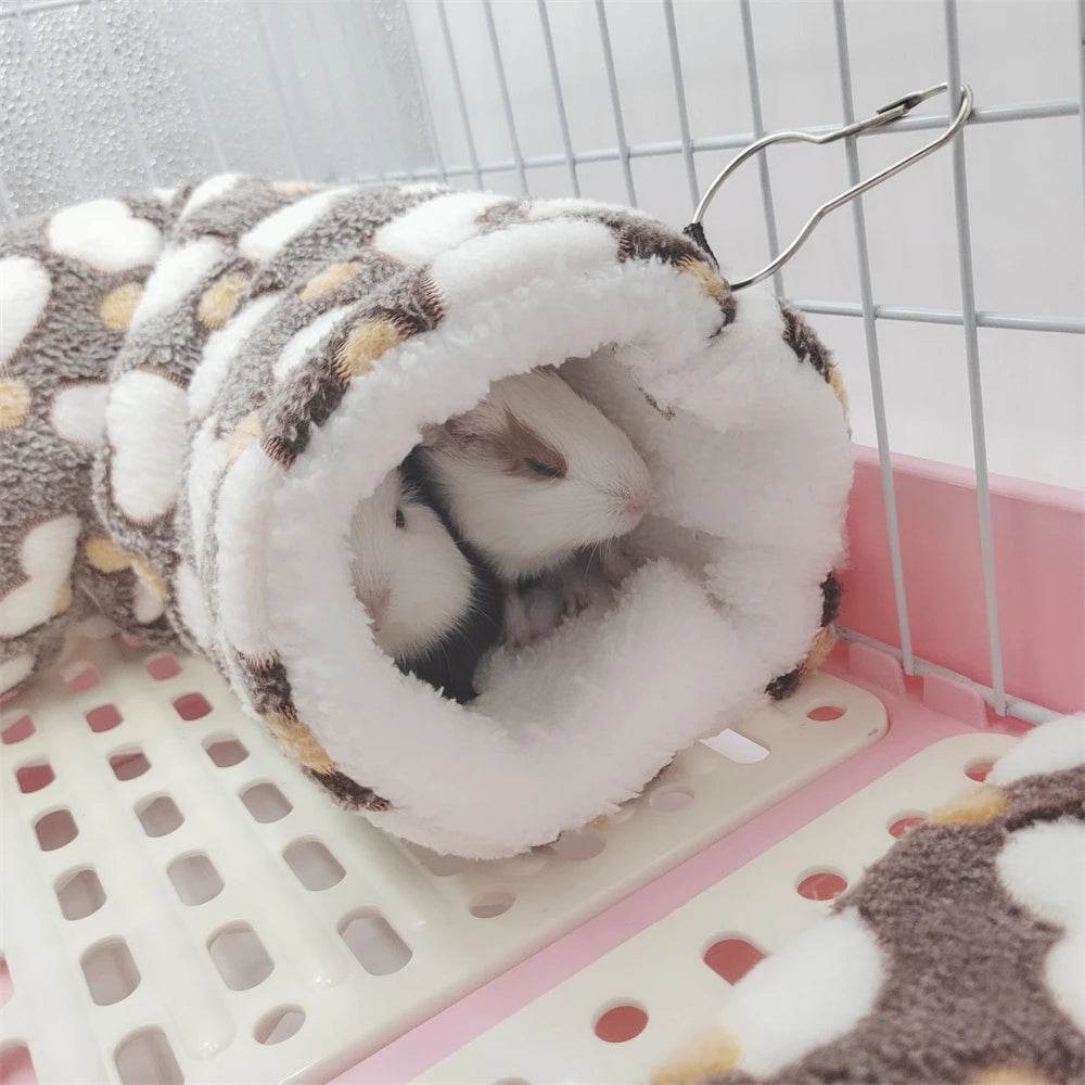 Hamsters en peluche en coton Solf en forme de cœur, Tunnels de jeu, nid chaud d'hiver pour furet, cochons d'inde, écureuils, petits jouets pour animaux de compagnie, accessoires - Animaleriex