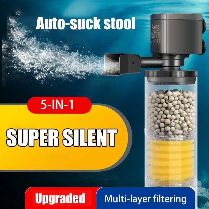 Filtre silencieux 220V 50Hz pour Aquarium, tortue, poisson, pompe à eau Submersible, Bio éponge, écumoire, fabricant de vagues, accessoires de filtres - Animaleriex