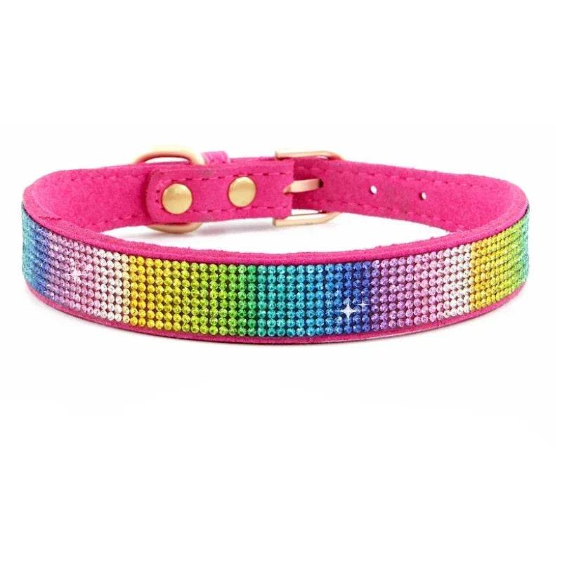 Collier pour chien en Fiber de daim et cristal, confortable, à paillettes, strass, en alliage de Zinc, avec boucle, pour petits chiens et chats, XXS-L - Animaleriex