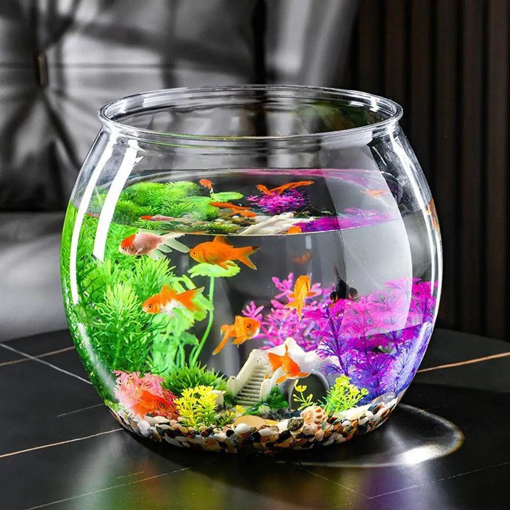 Bol à poisson rond transparent en plastique, Pot de réservoir pour Aquarium, Pot pour la neige, salon, table, Aquarium écologique - Animaleriex