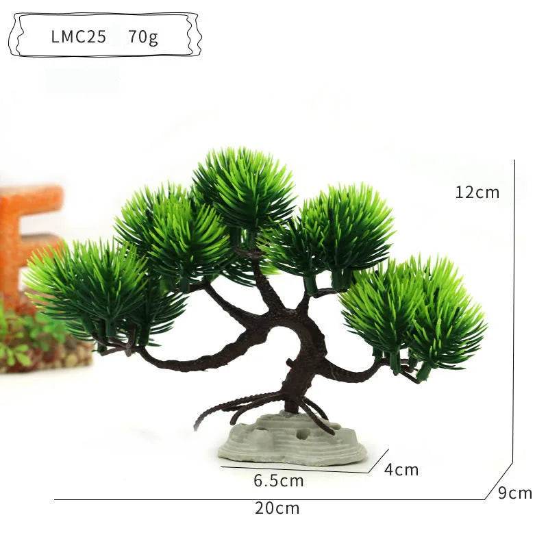 Ornements d'aquarium, plantes de Simulation, décorations d'aménagement paysager d'aquarium, plantes d'eau en plastique, fleurs, arbres, roches, accessoires - Animaleriex