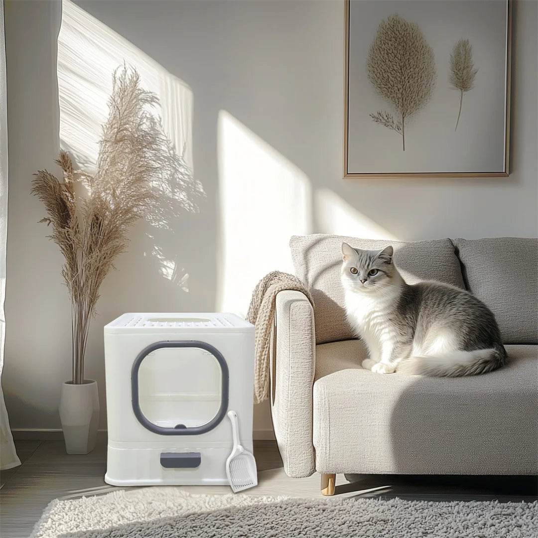 BingoPaw Bac à litière pour chat : pliable, entrée supérieure, très grande toilette pour chat avec couvercle, bac à litière pour chaton, design de tiroir facile à nettoyer - Animaleriex