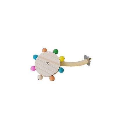 Jouet de perchoir amusant avec boules rotatives, support interactif en bois pour perroquets colorés, jouet de recherche de nourriture, moulin à vent rotatif pour tourtereaux - Animaleriex