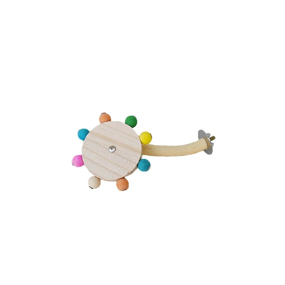 Jouet de perchoir amusant avec boules rotatives, support interactif en bois pour perroquets colorés, jouet de recherche de nourriture, moulin à vent rotatif pour tourtereaux - Animaleriex