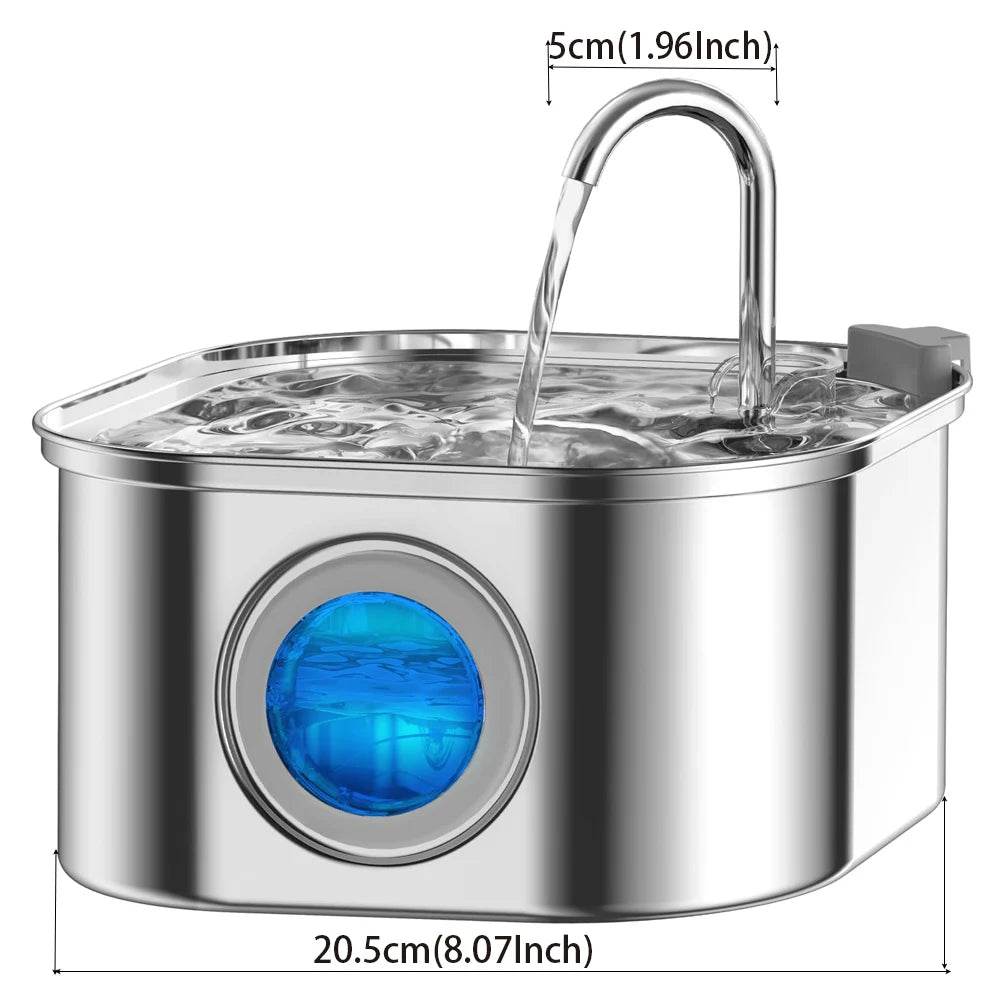 Distributeur d'eau en acier inoxydable pour animaux de compagnie, 3,2 l, fontaine automatique pour chat, distributeur d'eau intelligent pour chien, fenêtre visuelle, bol à boire, accessoires pour animaux de compagnie - Animaleriex