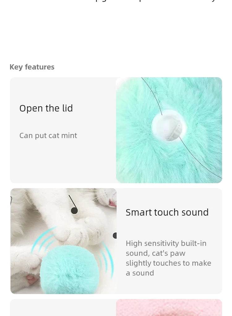 Jouets intelligents en peluche pour chat, jouet électrique d'entraînement à l'herbe à chat, chaton tactile, produit pour animaux de compagnie, balle à couinement - Animaleriex