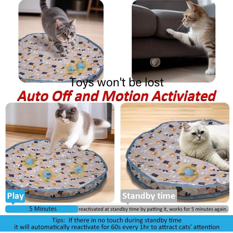 Jouets interactifs pour chat, balle à roulement rapide dans une pochette, jouet pour chaton, cache-cache, activé par le mouvement, pour l'intérieur - Animaleriex