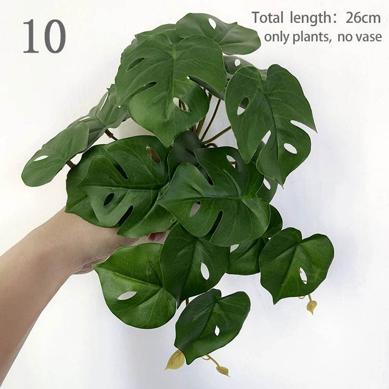 Plante de Terrarium artificielle pour amphibiens de reptiles, pour réservoir, décorations d'habitat pour animaux de compagnie, feuilles tropicales réalistes, feuille en plastique, rotin - Animaleriex