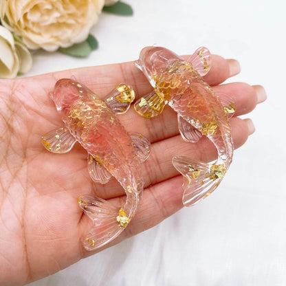 Figurine de poisson Koi porte-bonheur en pierre de cristal naturel, 2.3 pouces, Mini Quartz, Statue de carpe fantaisie, décoration de maison, ornement de bureau, cadeau - Animaleriex