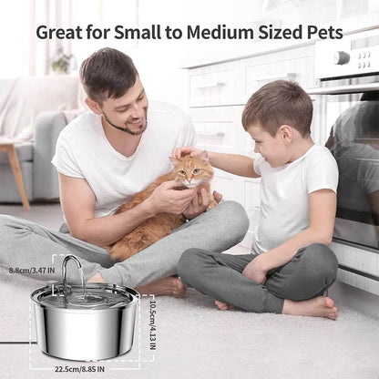 Distributeur d'eau pour animaux de compagnie en acier inoxydable, fontaine d'eau automatique pour chat, USB, électrique muet pour chat et chien, fontaine filtrante, bol à boire intelligent - Animaleriex
