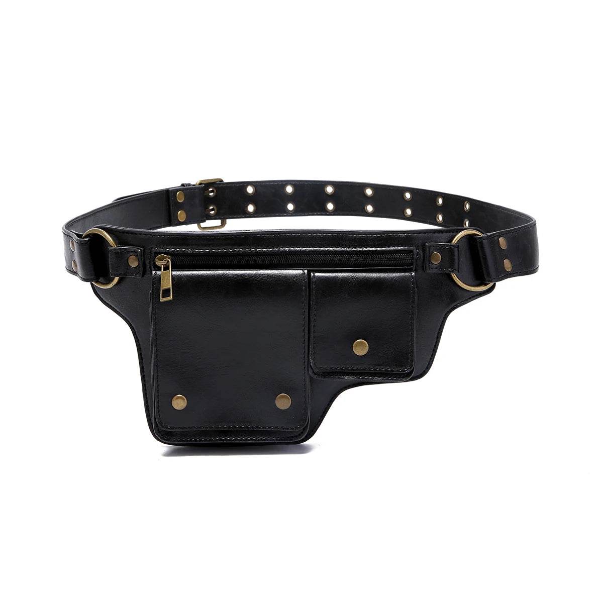 Sac de taille de Style moto Punk Cool, sac de ceinture réglable rétro pour Sports de plein air, sac banane à la mode - Animaleriex