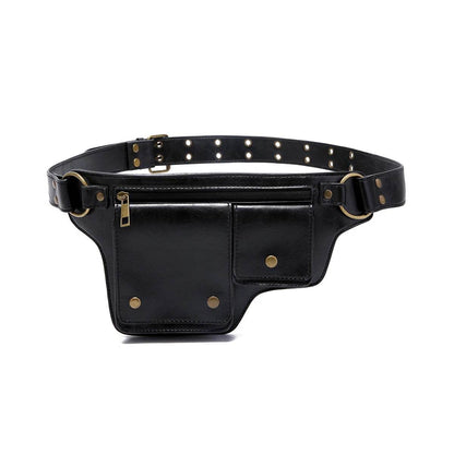 Sac de taille de Style moto Punk Cool, sac de ceinture réglable rétro pour Sports de plein air, sac banane à la mode - Animaleriex