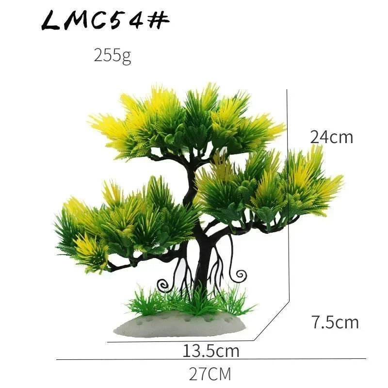 Ornements d'aquarium, plantes de Simulation, décorations d'aménagement paysager d'aquarium, plantes d'eau en plastique, fleurs, arbres, roches, accessoires - Animaleriex