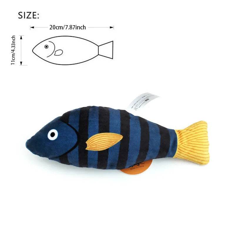 Jouet de Simulation 3D poisson herbe-aux-chats, jouet interactif en peluche pour chaton, morsure à mâcher, oreiller, fournitures pour animaux de compagnie - Animaleriex