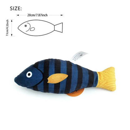 Jouet de Simulation 3D poisson herbe-aux-chats, jouet interactif en peluche pour chaton, morsure à mâcher, oreiller, fournitures pour animaux de compagnie - Animaleriex