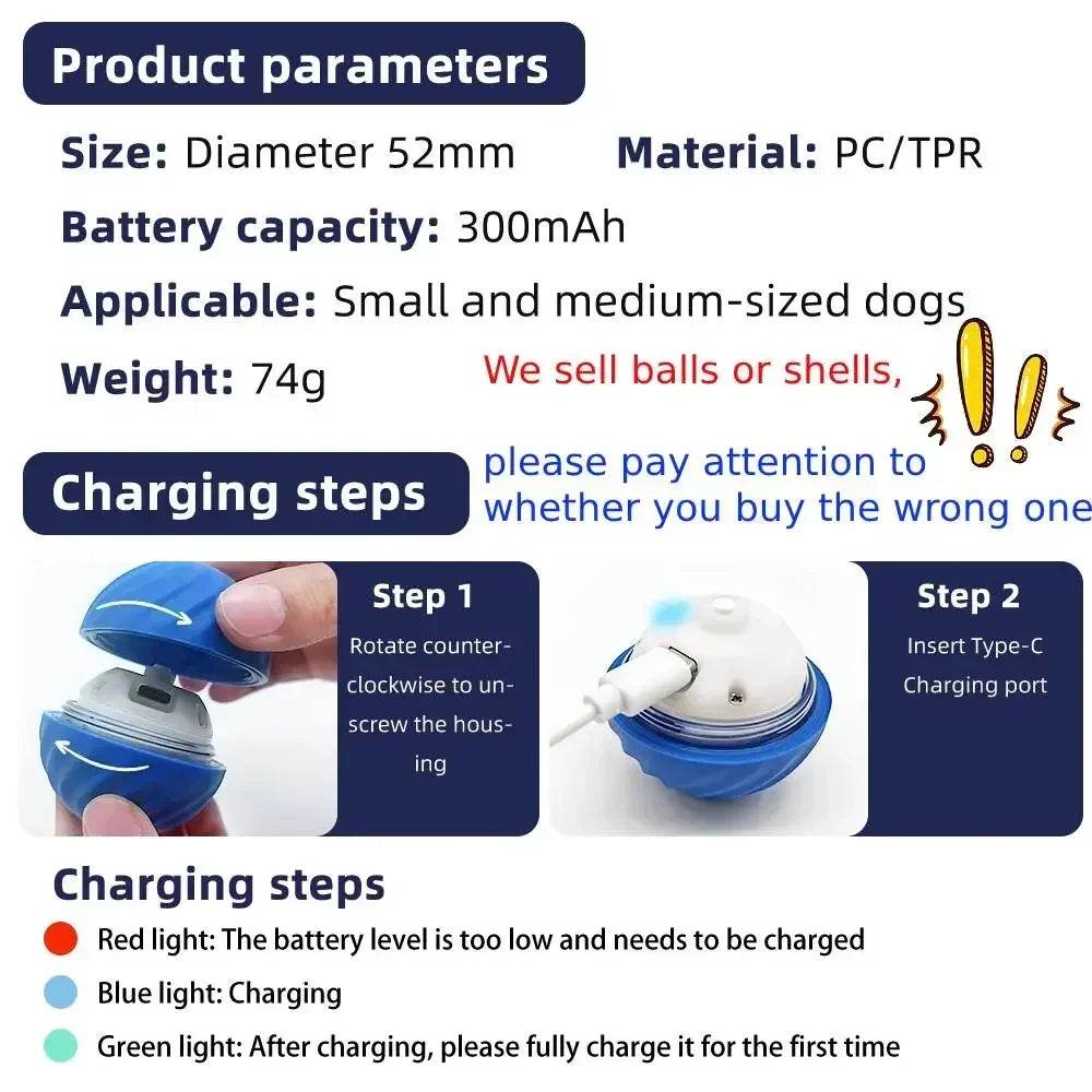 Balle électronique Interactive pour animaux de compagnie, jouet interactif pour chien, intelligent, mobile, saut par gravité, produits pour animaux de compagnie, Rechargeable - Animaleriex