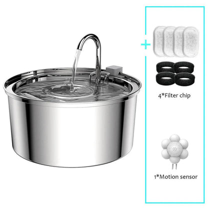 Distributeur d'eau pour animaux de compagnie en acier inoxydable, fontaine d'eau automatique pour chat, USB, électrique muet pour chat et chien, fontaine filtrante, bol à boire intelligent - Animaleriex