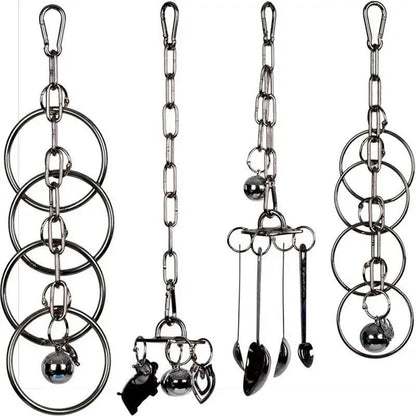 Jouet perroquet en acier inoxydable 304, escalade, grand diamant de taille moyenne, Machine grise, Puzzle, Cage à oiseaux, présentoir suspendu - Animaleriex