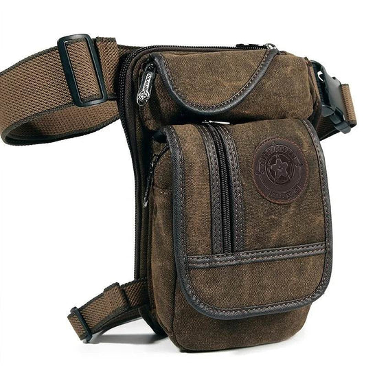 Sac banane en toile pour l'extérieur, unisexe, tactique, hanche, moto, vélo, épaule, cyclisme, multi-poches, taille décontractée, étanche - Animaleriex