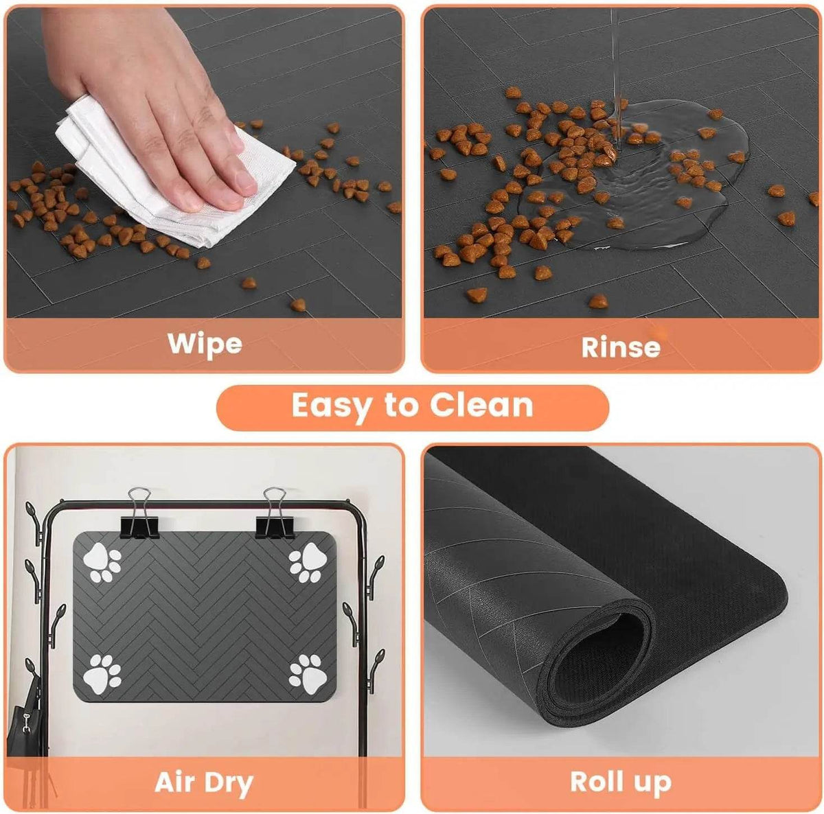 Tapis d'alimentation pour animaux de compagnie, napperon absorbant pour bol de nourriture et d'eau, avec support en caoutchouc imperméable, tapis d'eau à séchage rapide pour chien et chat - Animaleriex