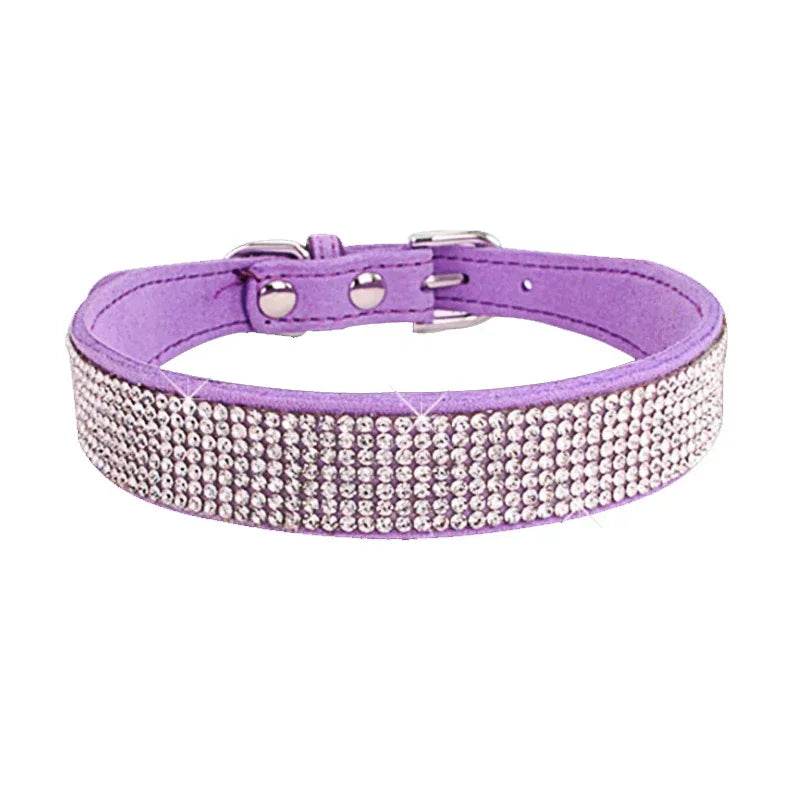 Collier pour chien en Fiber de daim et cristal, confortable, à paillettes, strass, en alliage de Zinc, avec boucle, pour petits chiens et chats, XXS-L - Animaleriex
