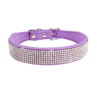 Collier pour chien en Fiber de daim et cristal, confortable, à paillettes, strass, en alliage de Zinc, avec boucle, pour petits chiens et chats, XXS-L - Animaleriex