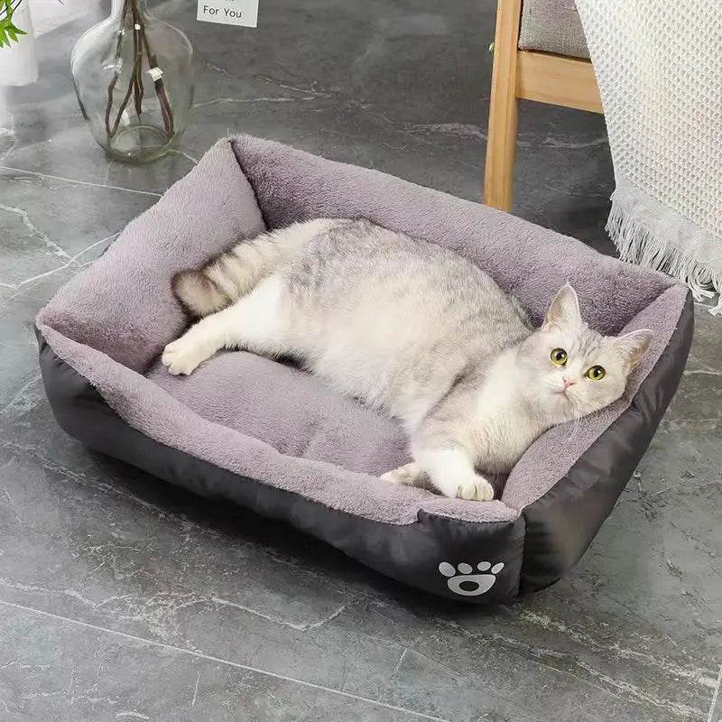 Grand lit pour chat et chien, maison chaude et confortable pour chien, nid en coton PP doux, panier pour chien, tapis universel imperméable pour chat - Animaleriex