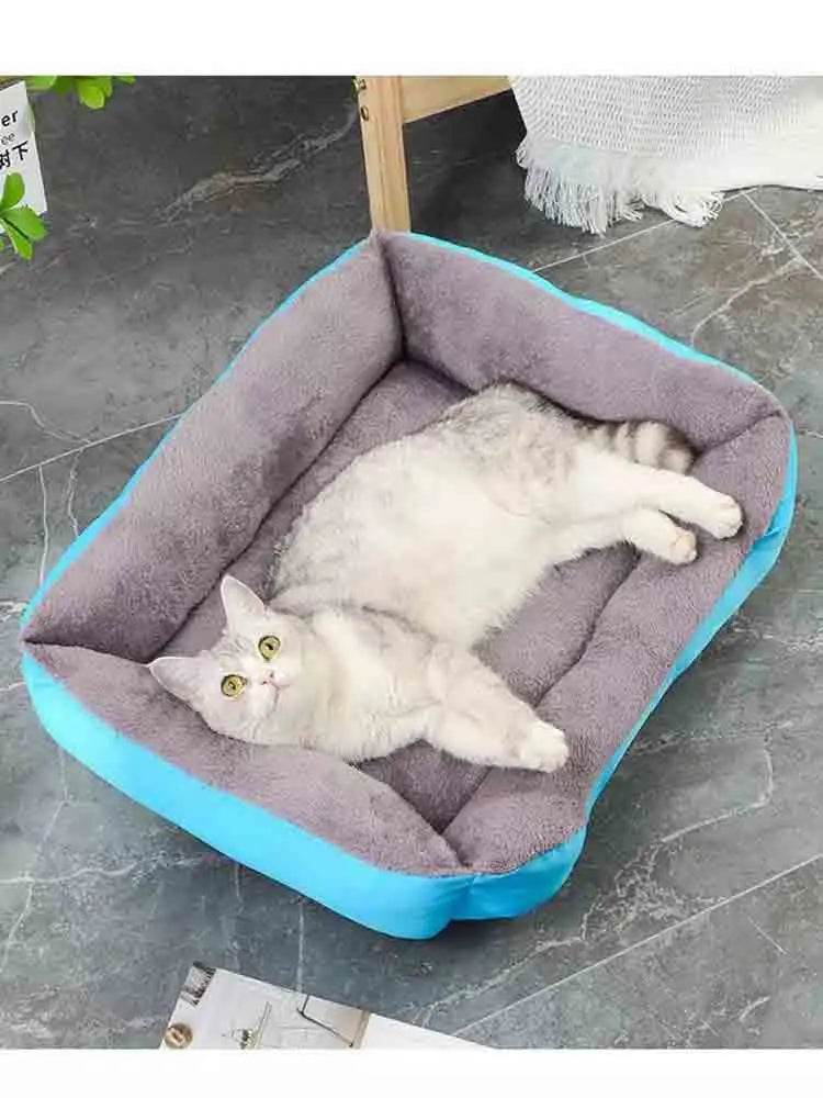 Grand lit pour chat et chien, maison chaude et confortable pour chien, nid en coton PP doux, panier pour chien, tapis universel imperméable pour chat - Animaleriex