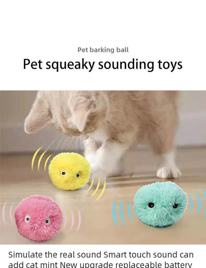 Jouets intelligents en peluche pour chat, jouet électrique d'entraînement à l'herbe à chat, chaton tactile, produit pour animaux de compagnie, balle à couinement - Animaleriex
