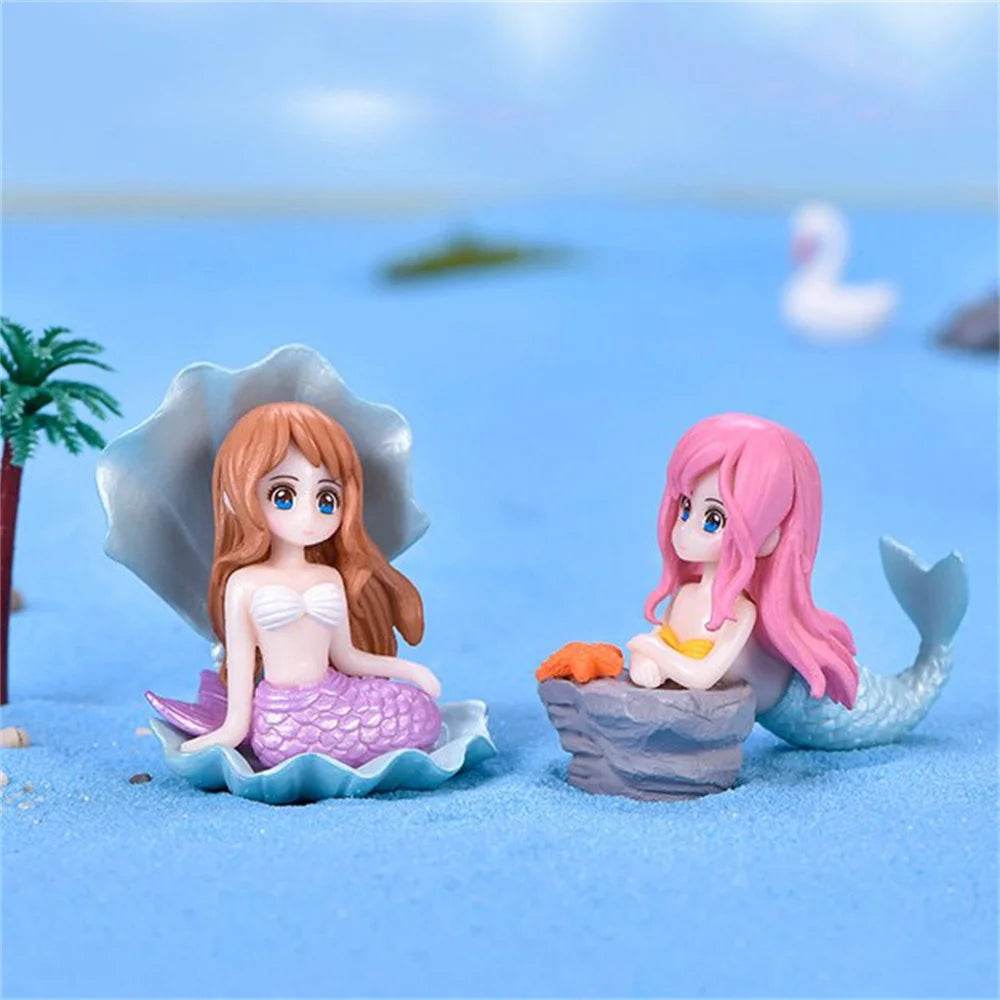 Décoration d'aquarium en plastique, petite sirène, Figurines miniatures, décoration de gâteau à faire soi-même, accessoires artisanaux de bureau - Animaleriex