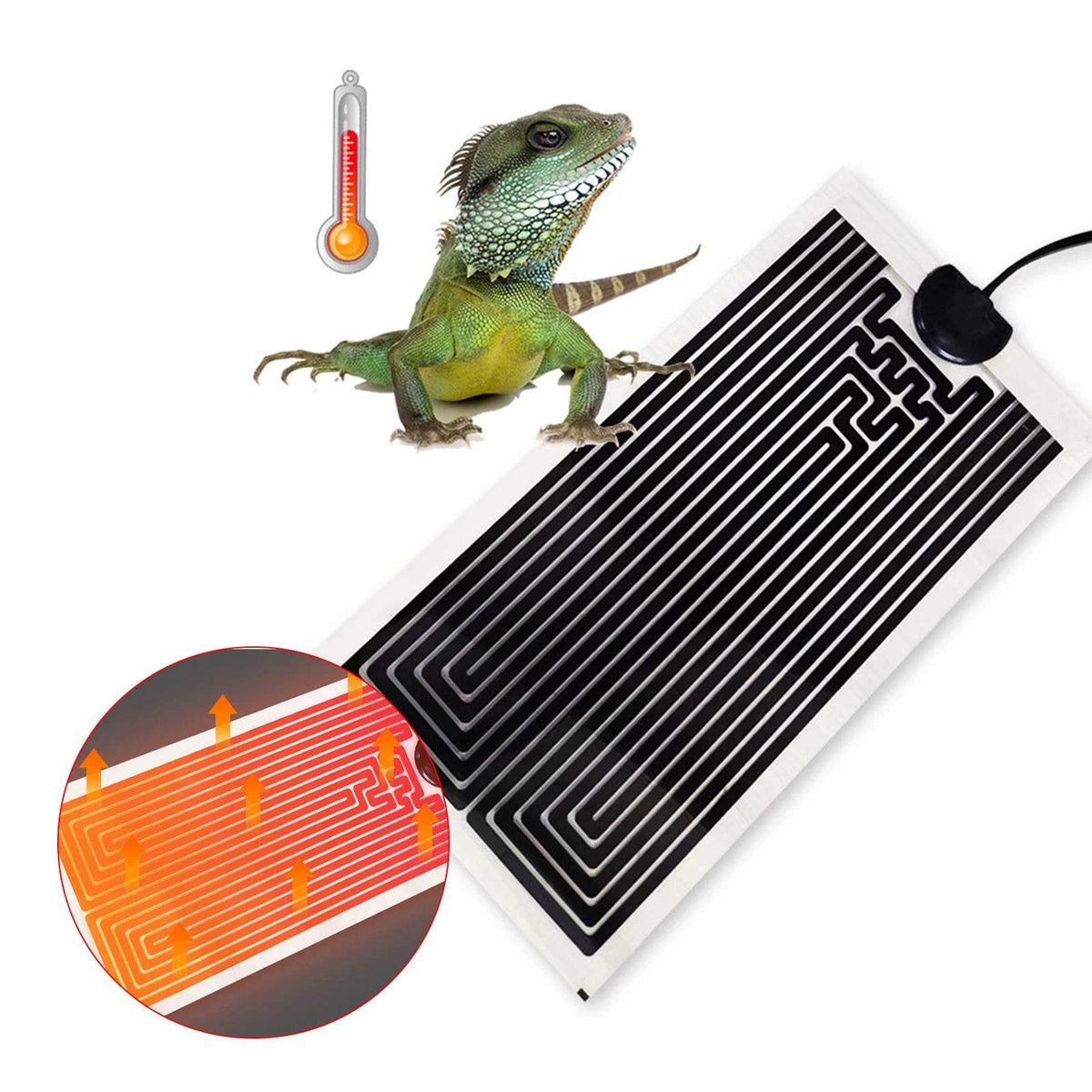 Coussin chauffant pour reptiles, prise ue, pour tortue lézard, tapis chauffant avec régulateur de température réglable pour petit aquarium, 1 pièce - Animaleriex