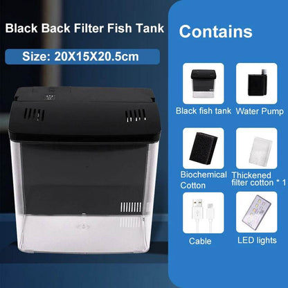 Réservoir de poissons de salon, petit mini réservoir Douyu, réservoir écologique de table domestique, filtre arrière à circulation automatique, réservoir de poissons rouges - Animaleriex