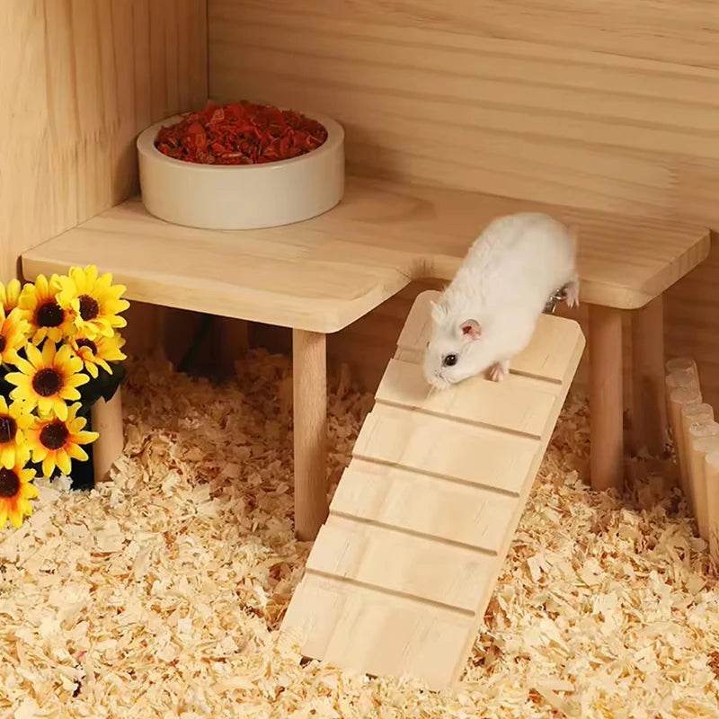 Hamster échelle en bois plate-forme planche à sauter aire de jeux Hamster escalade jouet petits animaux escaliers jouet Hamster souris Cage accessoires - Animaleriex