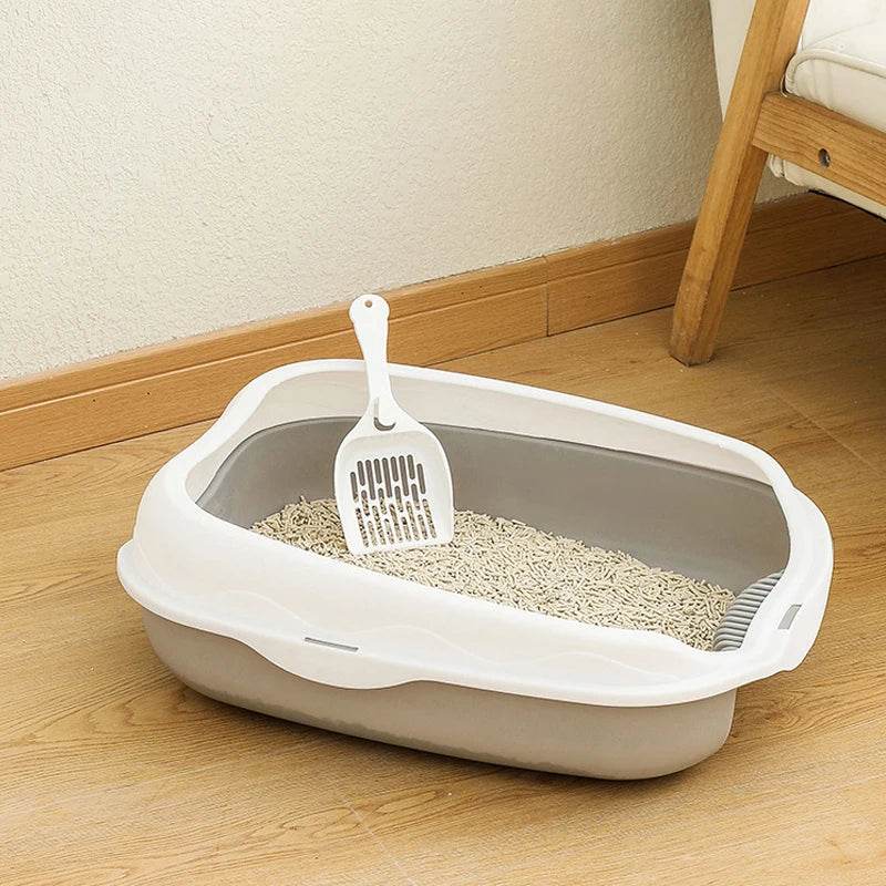 Bac à litière Semi-fermé, toilettes anti-éclaboussures pour chat, fournitures de nettoyage pour grands chatons, grand bol à excréments pour animaux de compagnie - Animaleriex