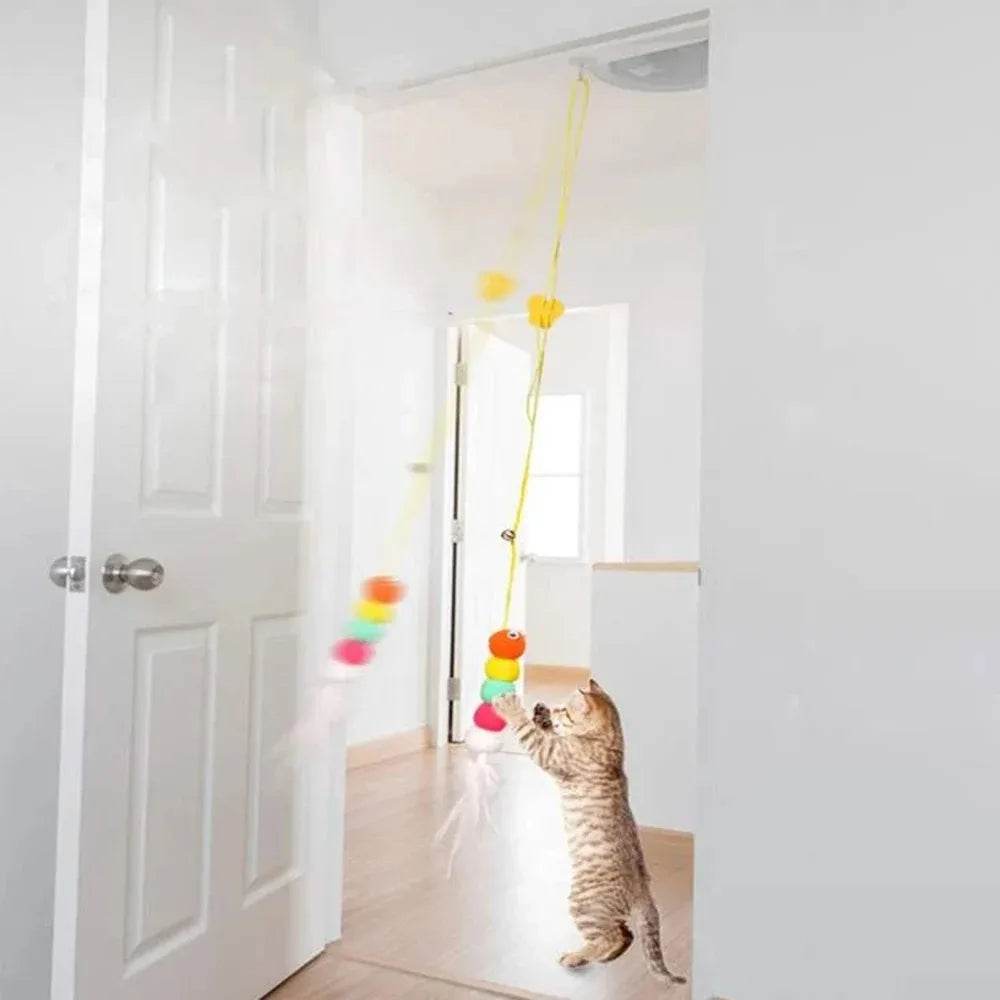 Jouets pour animaux de compagnie, bâton amusant pour chaton, corde élastique auto-salut, forme de libellule, cloche à plumes, bâton de taquin suspendu, balançoire, milliers - Animaleriex