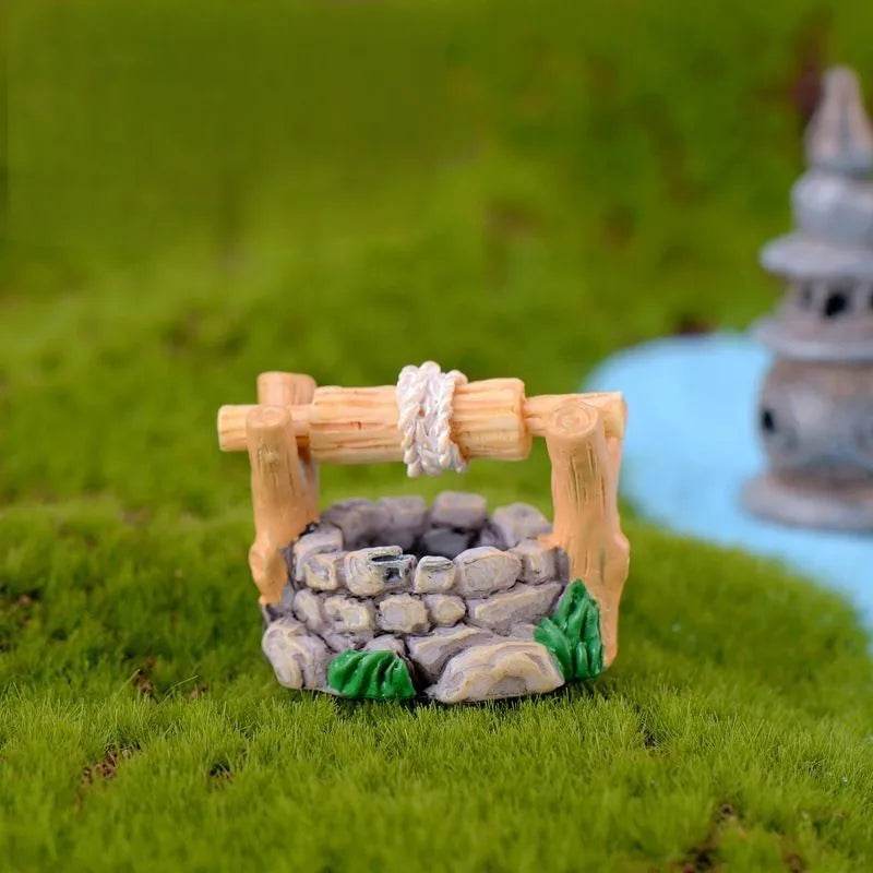 Accessoires de jardin féerique, puits d'eau de source miniatures, pont de bateau, ornement de Statue, Figurines de paysage, décor artisanal de jardin de maison - Animaleriex