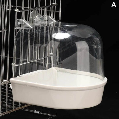 Bain d'oiseaux suspendu transparent pour Cage à perruches, accessoires pour perroquets, baignoire, douche, Cage pour canari, perruche, calopsitte - Animaleriex