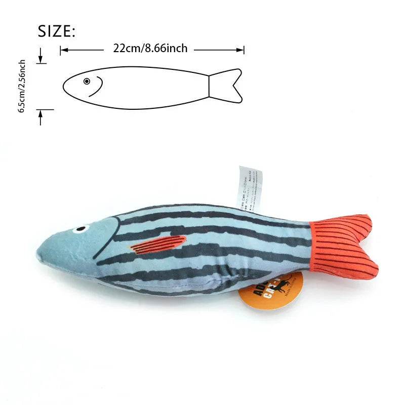 Jouet de Simulation 3D poisson herbe-aux-chats, jouet interactif en peluche pour chaton, morsure à mâcher, oreiller, fournitures pour animaux de compagnie - Animaleriex
