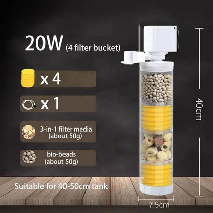 Filtre silencieux 220V 50Hz pour Aquarium, tortue, poisson, pompe à eau Submersible, Bio éponge, écumoire, fabricant de vagues, accessoires de filtres - Animaleriex
