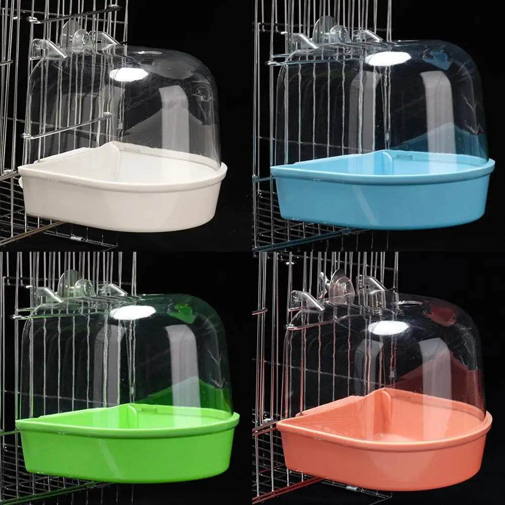 Bain d'oiseaux suspendu transparent pour Cage à perruches, accessoires pour perroquets, baignoire, douche, Cage pour canari, perruche, calopsitte - Animaleriex