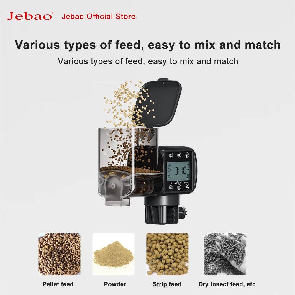 Jebao Jecod nouveau chargeur de réservoir de poissons d'aquarium mangeoire automatique intelligente synchronisation numérique Wifi télécommande sans fil alimentation des poissons - Animaleriex