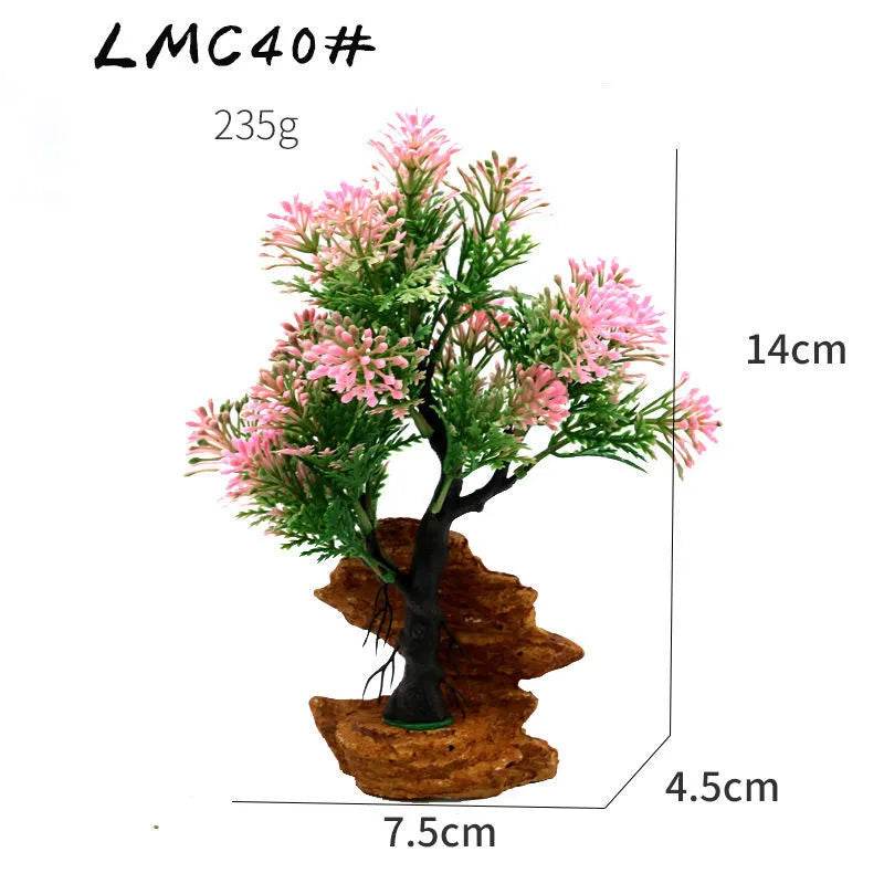 Ornements d'aquarium, plantes de Simulation, décorations d'aménagement paysager d'aquarium, plantes d'eau en plastique, fleurs, arbres, roches, accessoires - Animaleriex