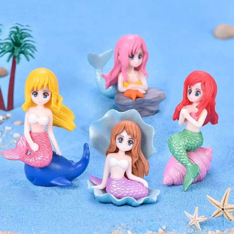 Décoration d'aquarium en plastique, petite sirène, Figurines miniatures, décoration de gâteau à faire soi-même, accessoires artisanaux de bureau - Animaleriex