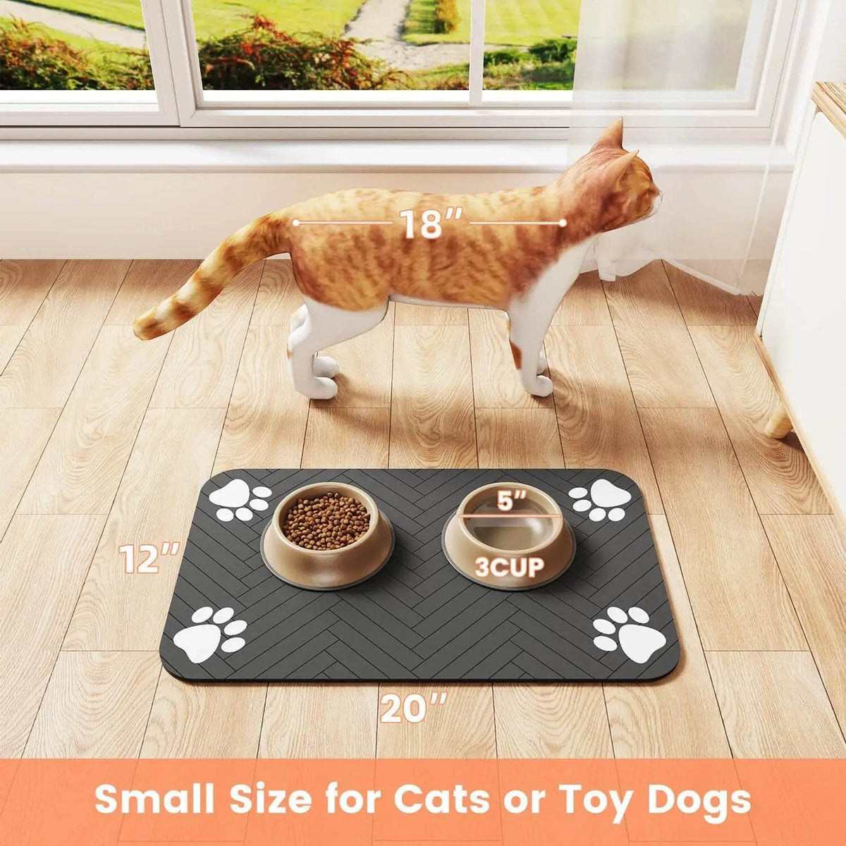 Tapis d'alimentation pour animaux de compagnie, napperon absorbant pour bol de nourriture et d'eau, avec support en caoutchouc imperméable, tapis d'eau à séchage rapide pour chien et chat - Animaleriex
